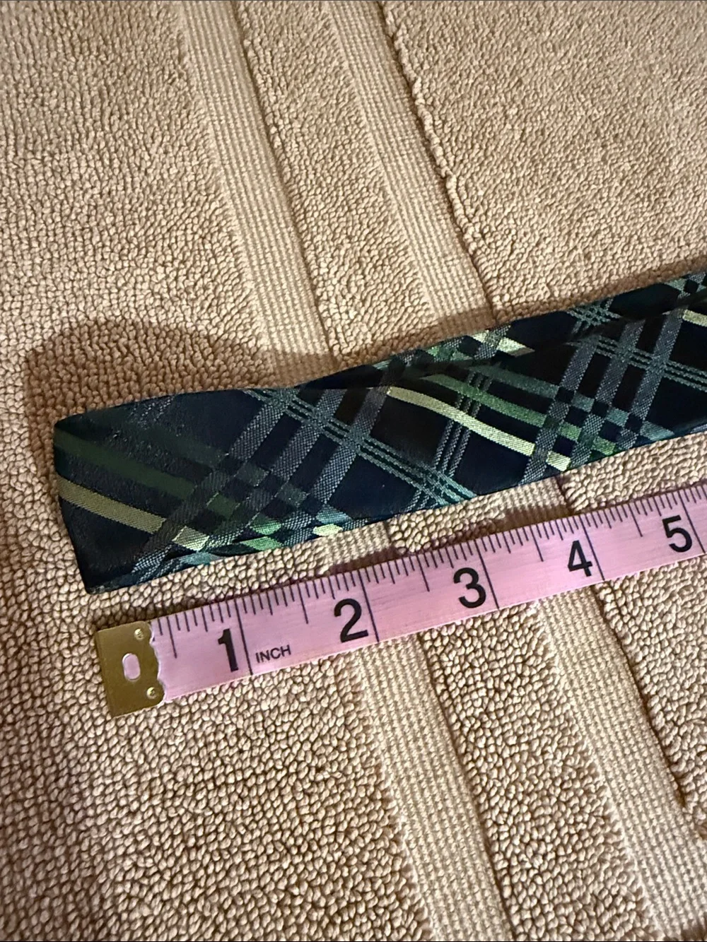 Alfani Men's Silk Tie Green Black Plaid Tartan Slim Modern Preppy Ivy League